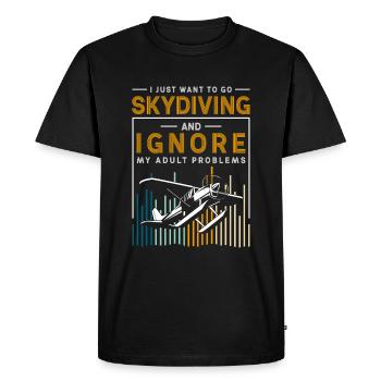 Parachutisme, Adrénaline, Vol, Parapente - T-shirt Premium bio Homme - noir - Devant - Nico (187cm)