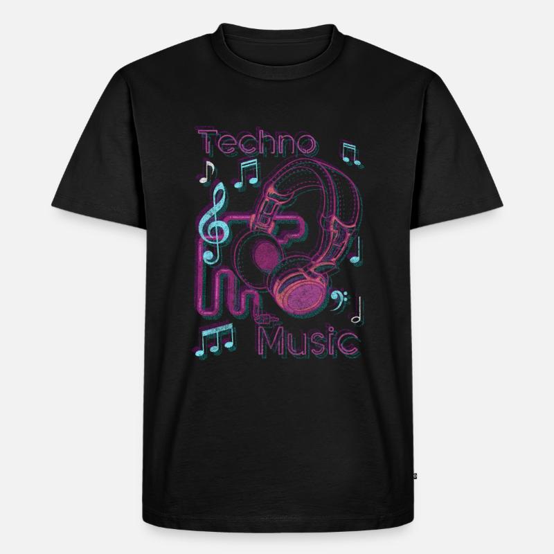 Rave Dj Tanzen Kopfhörer - Männer Premium Bio T-Shirt - Schwarz