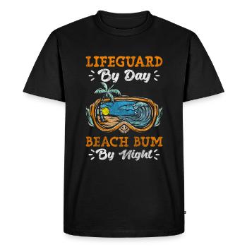 Vacances à la plage surveillée - T-shirt Premium bio Homme - noir - Devant - Nico (187cm)
