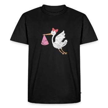 Cigogne bébé oiseau cigogne blanche - T-shirt Premium bio Homme - noir - Devant - Nico (187cm)