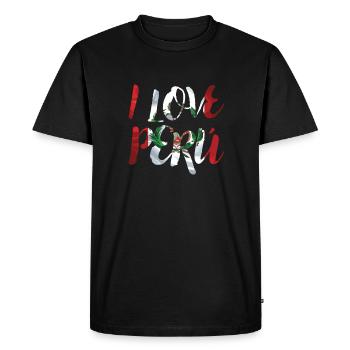 Peru saying I love gift national colors flag - Men's Premium Organic T-Shirt - black - Front - Nico (187cm)