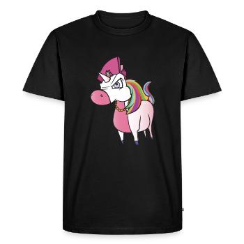 Wütendes Einhorn - Männer Premium Bio T-Shirt - Schwarz - Vorne - Nico (187cm)