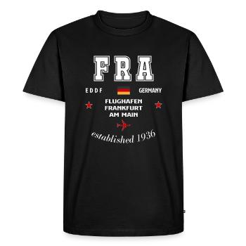 FRA Frankfurt Flughafen Deutschland - Clean Design - Männer Premium Bio T-Shirt - Schwarz - Vorne - Nico (187cm)
