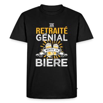 Retraité et Bière cadeau retraite humour retraité - T-shirt Premium bio Homme - noir - Devant - Nico (187cm)