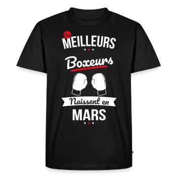 Les meilleurs boxeurs naissent en Mars - T-shirt Premium bio Homme - noir - Devant - Nico (187cm)
