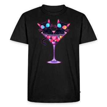 Amoureux des chats assorti Couple coeur de la Saint-Valentin - T-shirt Premium bio Homme - noir - Devant - Nico (187cm)