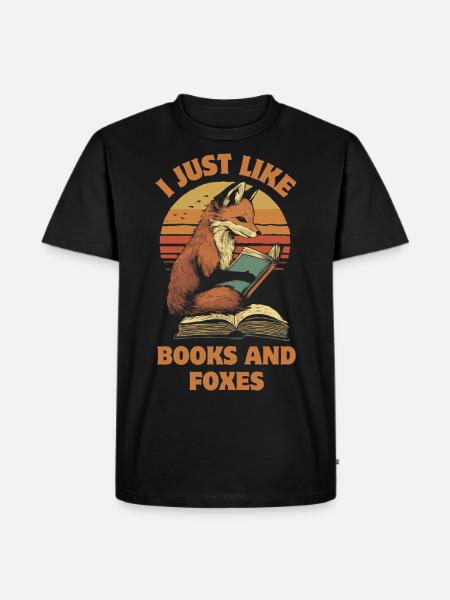 Fox with books - Men's Premium Organic T-Shirt - black