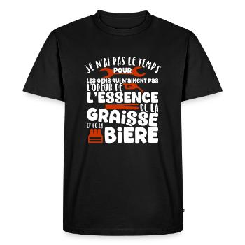 L'odeur de l'essence cadeau - T-shirt Premium bio Homme - noir - Devant - Nico (187cm)