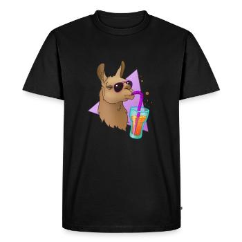 Boisson Llama - Cadeau Alphabet Llama - T-shirt Premium bio Homme - noir - Devant - Nico (187cm)