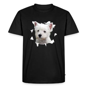 Westie Tshirt - Chemise Westie Dog - T-shirt Premium bio Homme - noir - Devant - Nico (187cm)