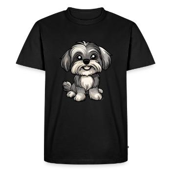 Chien Bichon Cochon Mignon - T-shirt Premium bio Homme - noir - Devant - Nico (187cm)