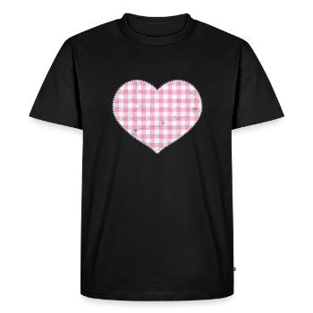 Bavaria traditional lederhosen checkered Herzmadl Volksfest - Men's Premium Organic T-Shirt - black - Front - Nico (187cm)