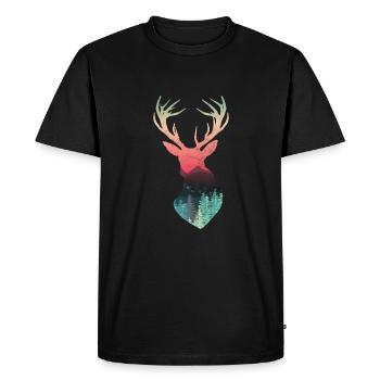 Antler deer red deer wapiti deer moose - Men's Premium Organic T-Shirt - black - Front - Nico (187cm)