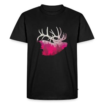 Bois d'orignal de cerf chassant Camping Laponie wapiti - T-shirt Premium bio Homme - noir - Devant - Nico (187cm)