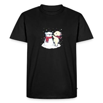 Cute Polar Bear Animal Pet With Snow Man Gift - Men's Premium Organic T-Shirt - black - Front - Nico (187cm)