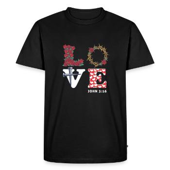 Pentecostal Day Love John 3:16 Christian Faith Gif - Men's Premium Organic T-Shirt - black - Front - Nico (187cm)