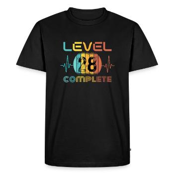 28 ans - 28e anniversaire Niveau 28 Conception complète - T-shirt Premium bio Homme - noir - Devant - Nico (187cm)