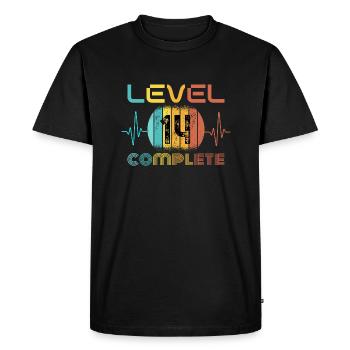 14 Jahre - 14. Geburtstag Level 14 Complete Design - Männer Premium Bio T-Shirt - Schwarz - Vorne - Nico (187cm)