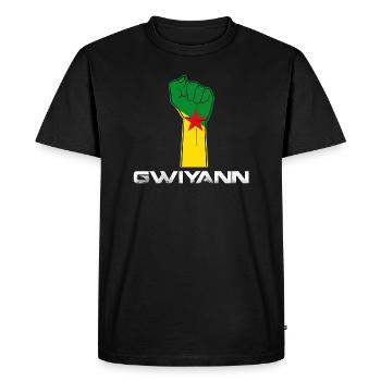 Drapeau Guyane 973 poing Cadeau - T-shirt Premium bio Homme - noir - Devant - Nico (187cm)