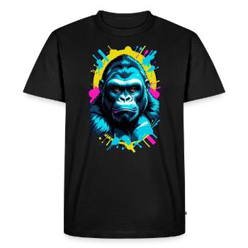 gorille avec chaine en or - T-shirt Premium bio Homme - noir - Devant - Nico (187cm)