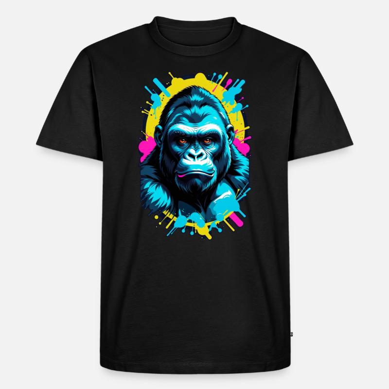 Gorilla mit Goldkette - Männer Premium Bio T-Shirt - Schwarz