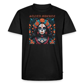 Santa Muerte gothique femme tête de mort conception. - T-shirt Premium bio Homme - noir - Devant - Nico (187cm)