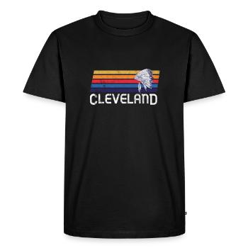 Cleveland Feather Native American Baseball Sports - T-shirt Premium bio Homme - noir - Devant - Nico (187cm)