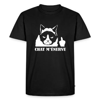 Chat m'énerve fuck you jeu de mot chaton - T-shirt Premium bio Homme - noir - Devant - Nico (187cm)