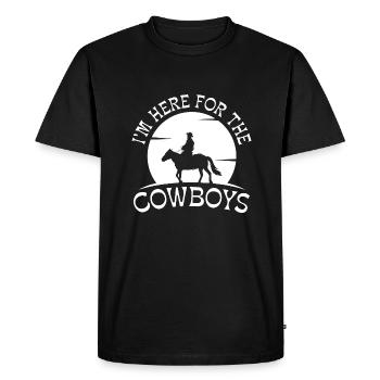 Je suis ici pour les Cowboys - T-shirt Premium bio Homme - noir - Devant - Nico (187cm)