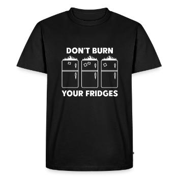 Ne brûlez pas vos réfrigérateurs - T-shirt Premium bio Homme - noir - Devant - Nico (187cm)