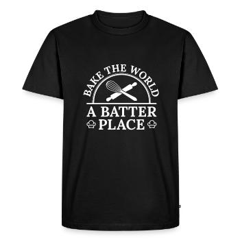 Bake The World A Batter Place - T-shirt Premium bio Homme - noir - Devant - Nico (187cm)