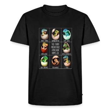 Bébé dinosaure dans l’œuf - T-shirt Premium bio Homme - noir - Devant - Nico (187cm)