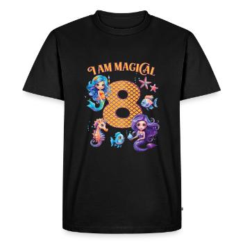 Anniversaire de sirène 8 ans - T-shirt Premium bio Homme - noir - Devant - Nico (187cm)