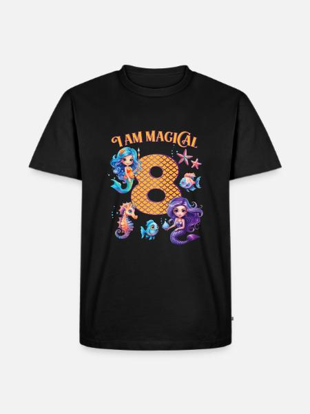 Anniversaire de sirène 8 ans - T-shirt Premium bio Homme - noir