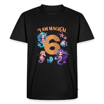 Mermaid Anniversaire 6 ans - T-shirt Premium bio Homme - noir - Devant - Nico (187cm)