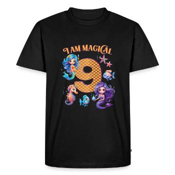 Mermaid Anniversaire 9 ans - T-shirt Premium bio Homme - noir - Devant - Nico (187cm)