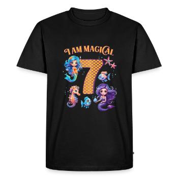Mermaid Anniversaire 9 ans - T-shirt Premium bio Homme - noir - Devant - Nico (187cm)