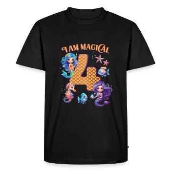 Mermaid Anniversaire 4 ans - T-shirt Premium bio Homme - noir - Devant - Nico (187cm)