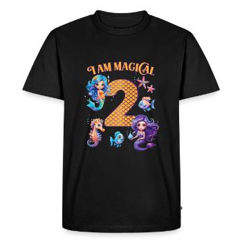 Anniversaire de la sirène 2 ans - T-shirt Premium bio Homme - noir - Devant - Nico (187cm)