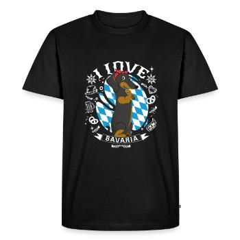 Dackel I Love Bavaria - Männer Premium Bio T-Shirt - Schwarz - Vorne - Nico (187cm)