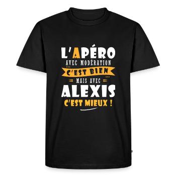 Alexis Cadeau Humour personnalisé cadeau alexis - T-shirt Premium bio Homme - noir - Devant - Nico (187cm)