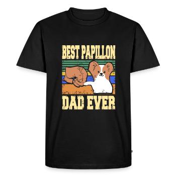 Best Papillon Papa Ever Toy Spaniel - Men's Premium Organic T-Shirt - black - Front - Nico (187cm)