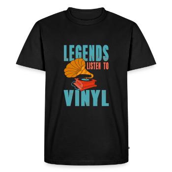 Les légendes écoutent des disques vinyles - T-shirt Premium bio Homme - noir - Devant - Nico (187cm)