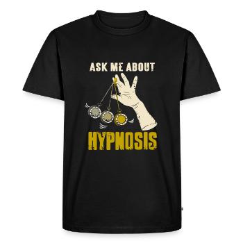 Posez-moi des questions sur l’hypnose - T-shirt Premium bio Homme - noir - Devant - Nico (187cm)