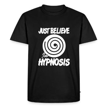 Il suffit de croire en l’hypnose - T-shirt Premium bio Homme - noir - Devant - Nico (187cm)
