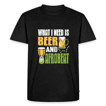 Ce qu’il faut, c’est de la bière et de l’afrobeat - T-shirt Premium bio Homme - noir - Devant - Nico (187cm)