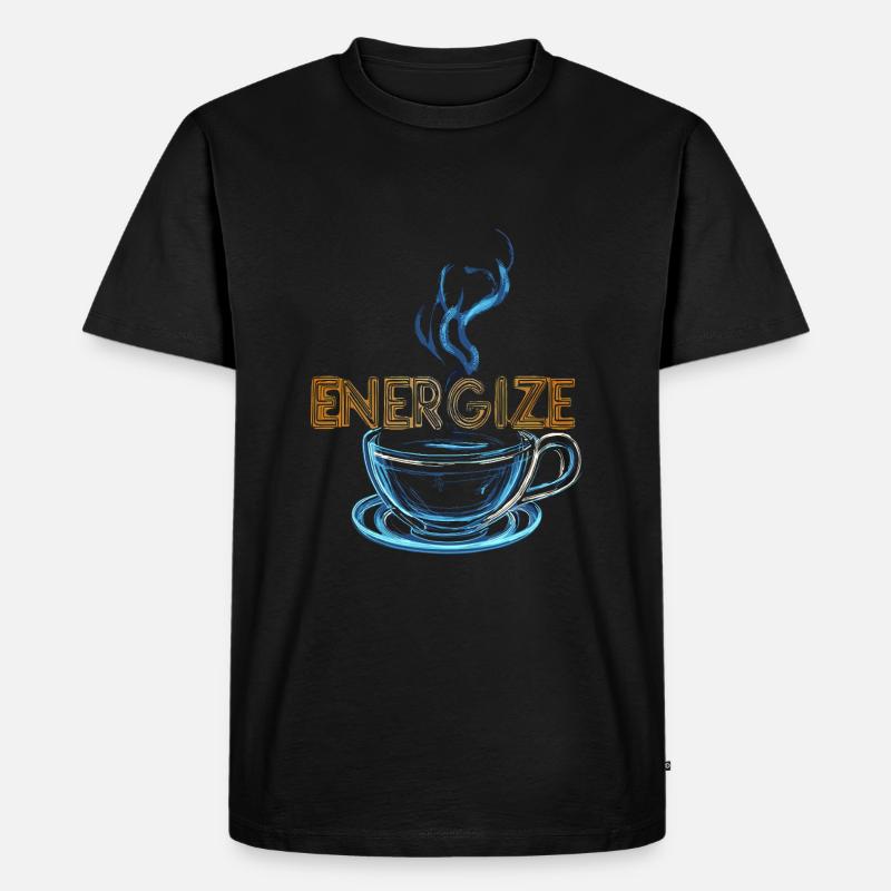 Kaffee energize neon - Männer Premium Bio T-Shirt - Schwarz