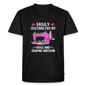 Couturière à la machine à coudre - T-shirt Premium bio Homme - noir - Devant - Nico (187cm)