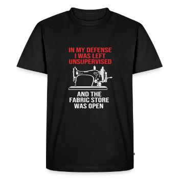 Couturière à la machine à coudre - T-shirt Premium bio Homme - noir - Devant - Nico (187cm)