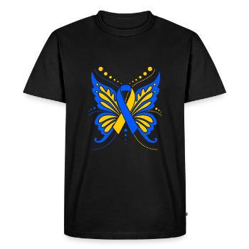 Papillon trisomique - T-shirt Premium bio Homme - noir - Devant - Nico (187cm)